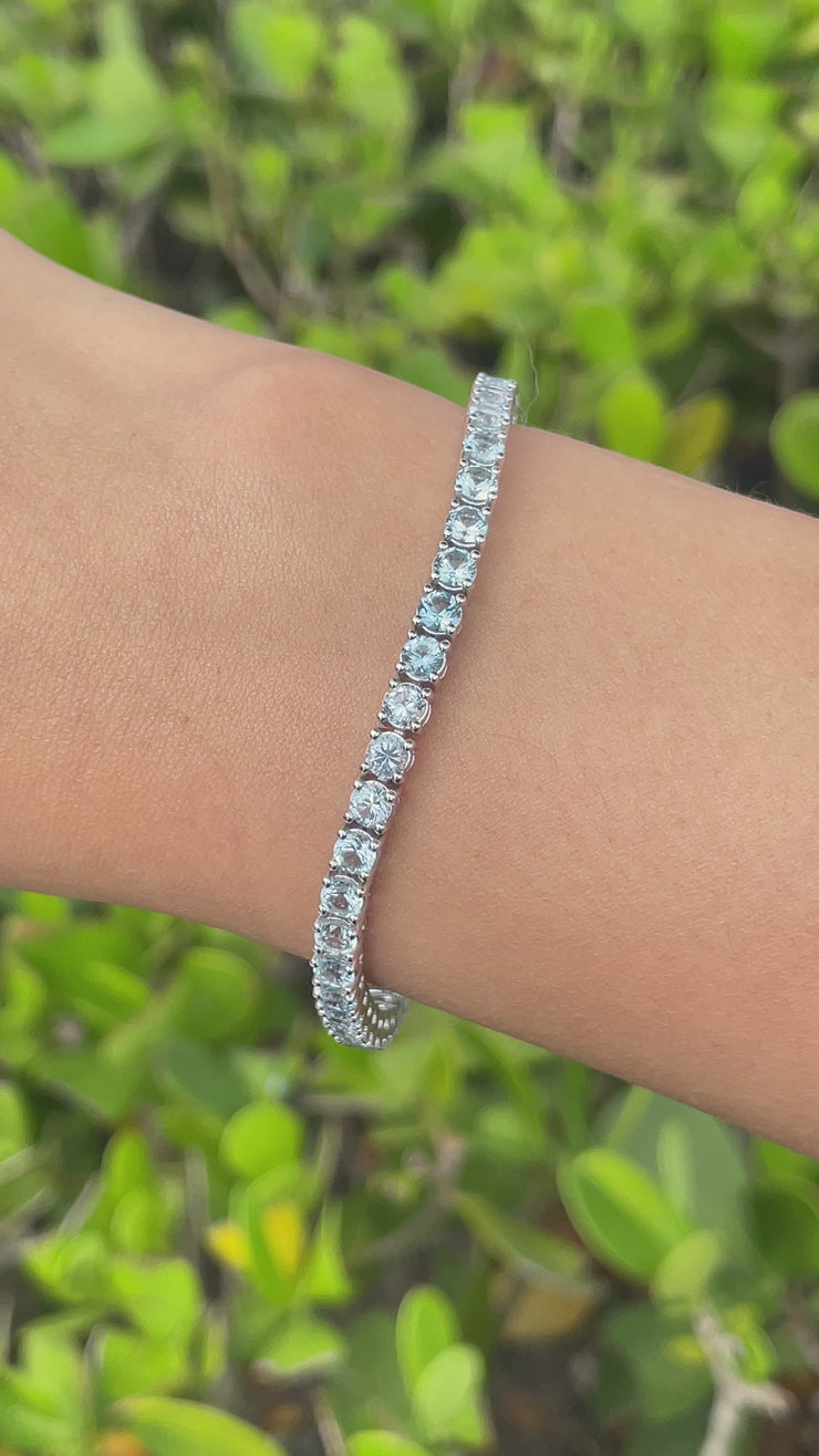 Aquamarine tennis deals bracelet white gold