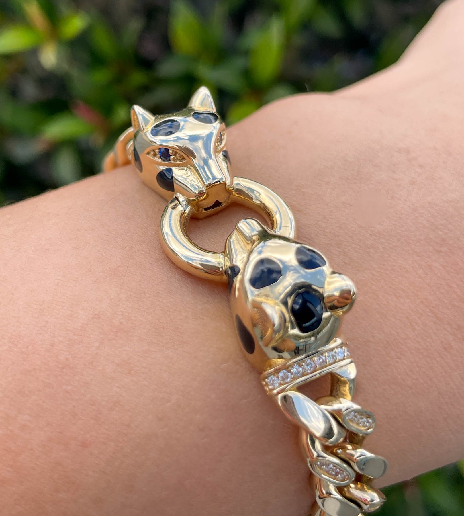 Captivating Sapphire and Diamond Gold Panther Bracelet Fine Estate Jew -  Coach Luxury