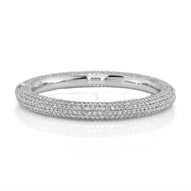 Jay Feder 18K White Gold Diamond Cluster Bangle Cuff Bracelet